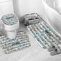 Personalized Masefau American Samoa Bathroom Set Vintage Whale Hibiscus Ocean Waves TS04 Mat Set Only (3 pcs) One Size White Blue - Polynesian Pride