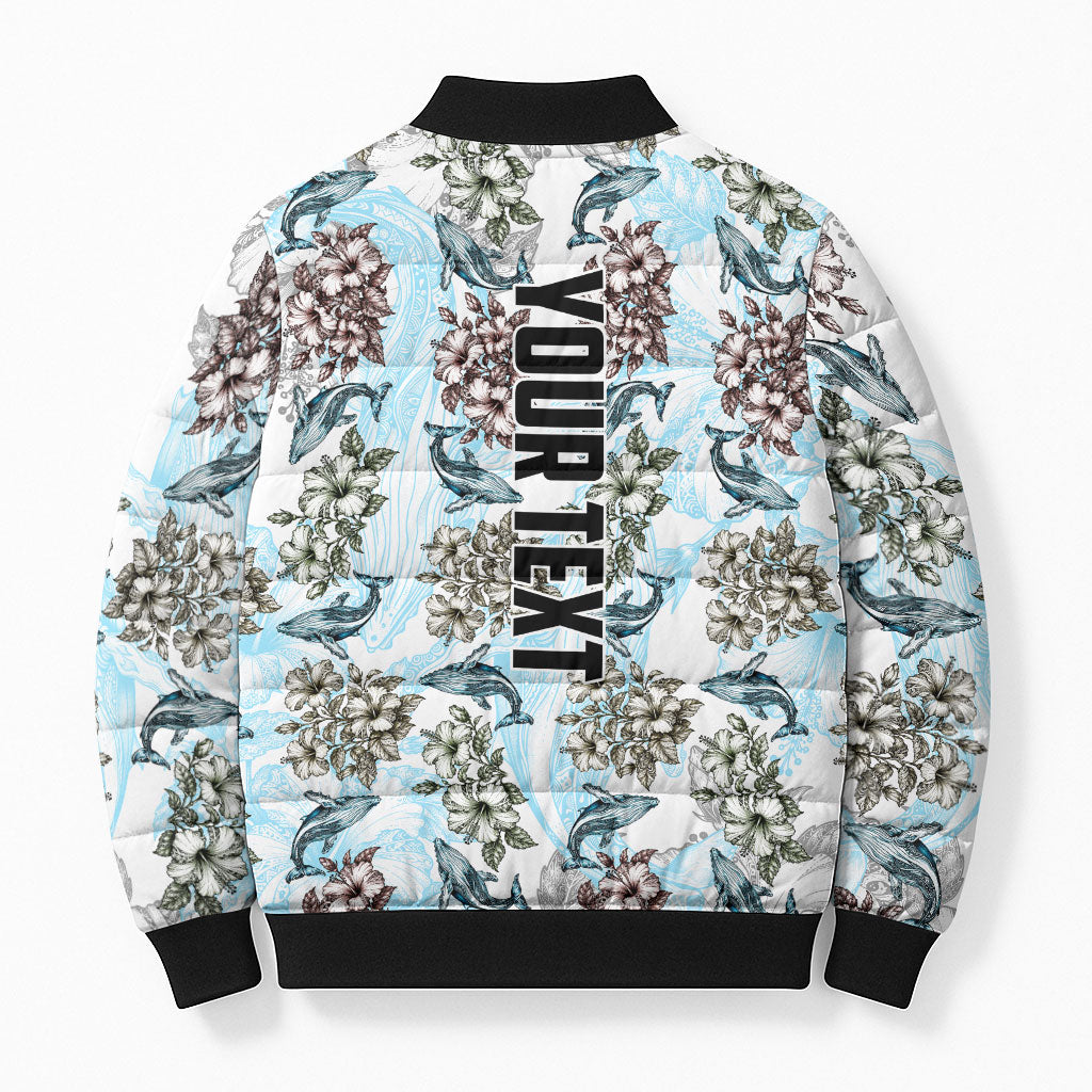 Personalized Masefau American Samoa Bomber Puffer Jacket Vintage Whale Hibiscus Ocean Waves TS04 - Polynesian Pride