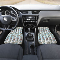 Personalized Masefau American Samoa Car Mats Vintage Whale Hibiscus Ocean Waves TS04 Set 2pcs - Front White Blue - Polynesian Pride