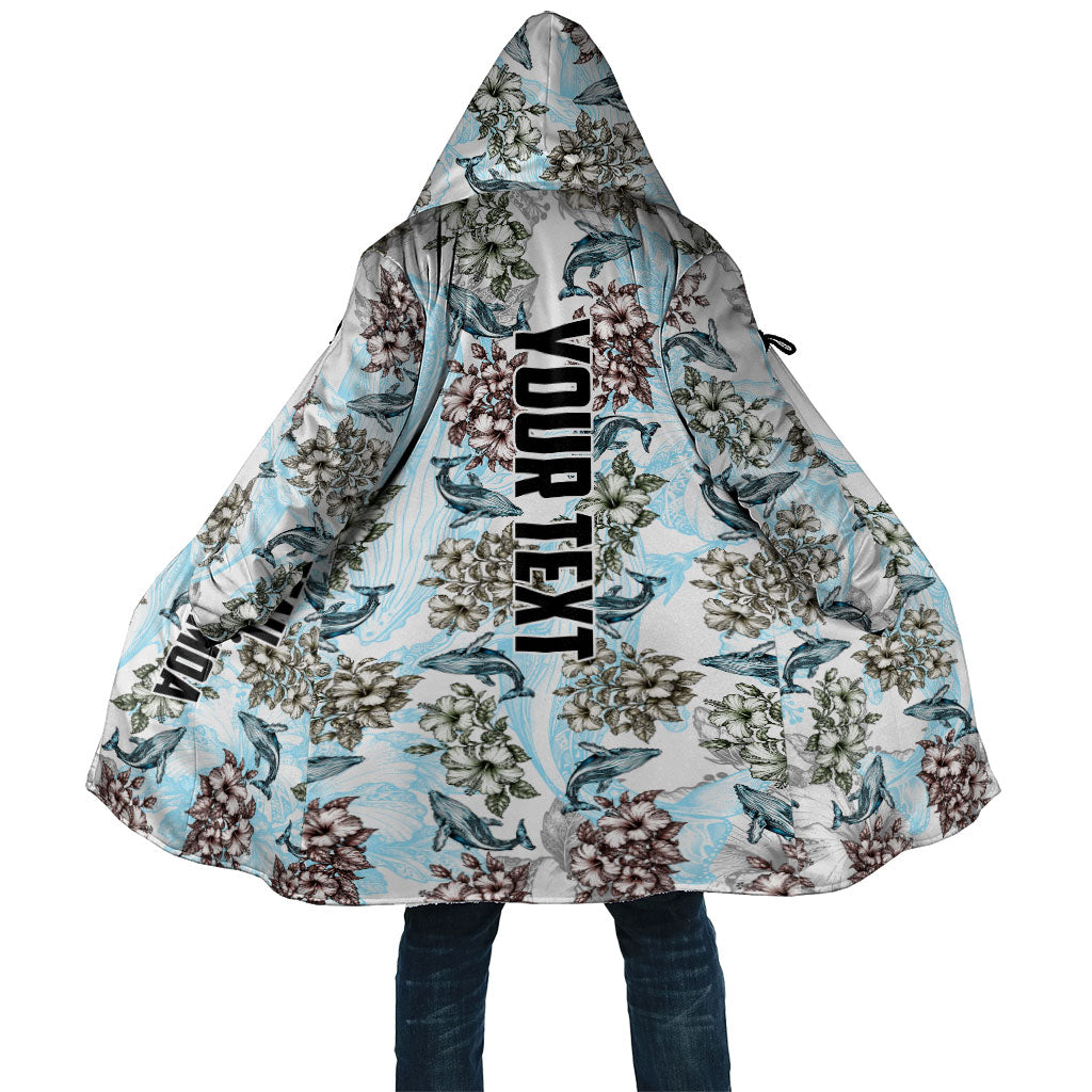 Personalized Masefau American Samoa Cloak Vintage Whale Hibiscus Ocean Waves TS04 Unisex White Blue - Polynesian Pride