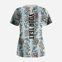 Personalized Masefau American Samoa Scrub Top Vintage Whale Hibiscus Ocean Waves TS04 - Polynesian Pride