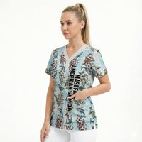 Personalized Masefau American Samoa Scrub Top Vintage Whale Hibiscus Ocean Waves TS04 - Polynesian Pride
