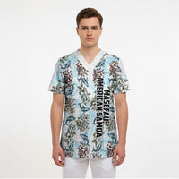 Personalized Masefau American Samoa Scrub Top Vintage Whale Hibiscus Ocean Waves TS04 - Polynesian Pride