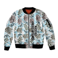 Personalized Masefau American Samoa Sleeve Zip Bomber Jacket Vintage Whale Hibiscus Ocean Waves TS04 Unisex White Blue - Polynesian Pride