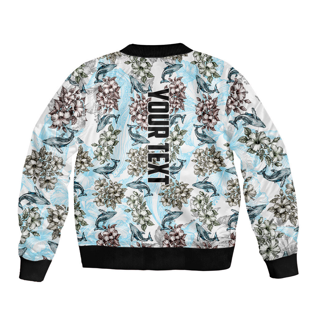 Personalized Masefau American Samoa Sleeve Zip Bomber Jacket Vintage Whale Hibiscus Ocean Waves TS04 - Polynesian Pride