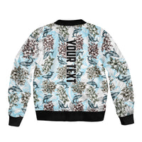 Personalized Masefau American Samoa Sleeve Zip Bomber Jacket Vintage Whale Hibiscus Ocean Waves TS04 - Polynesian Pride