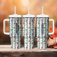 Personalized Masefau American Samoa Tumbler With Handle Vintage Whale Hibiscus Ocean Waves TS04 - Polynesian Pride