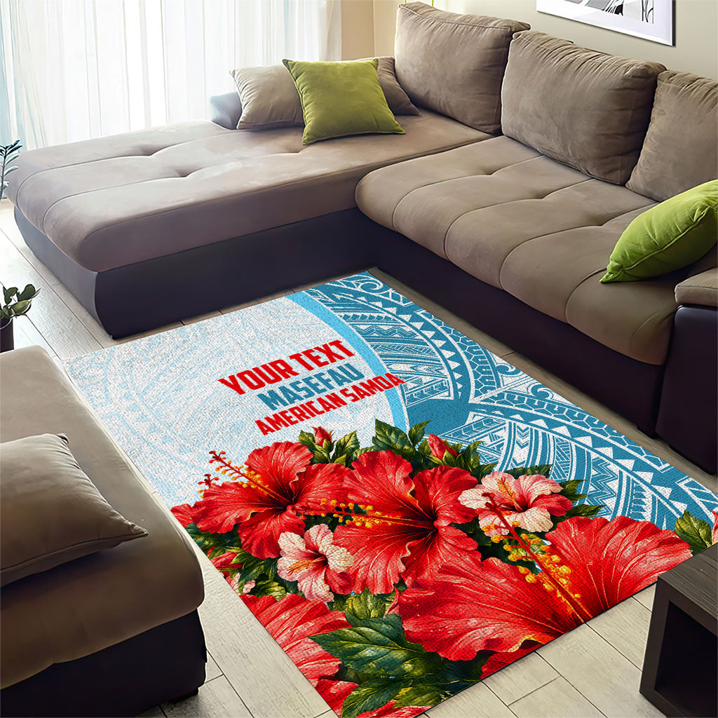 Personalized American Samoa Masefau Area Rug Hibiscus Tropical Floral Whale Polynesian Tribal Pattern TS04 - Polynesian Pride