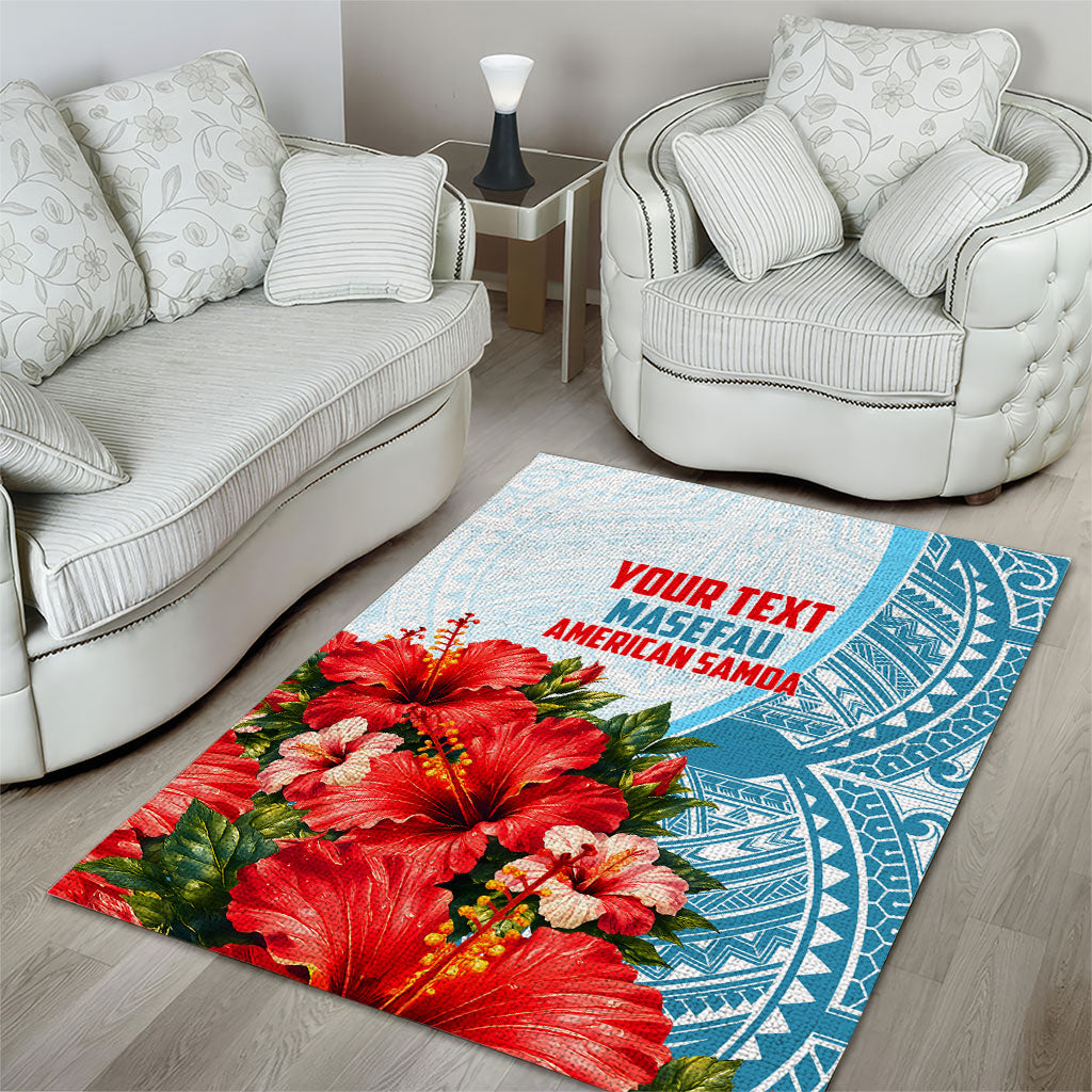 Personalized American Samoa Masefau Area Rug Hibiscus Tropical Floral Whale Polynesian Tribal Pattern TS04 - Polynesian Pride
