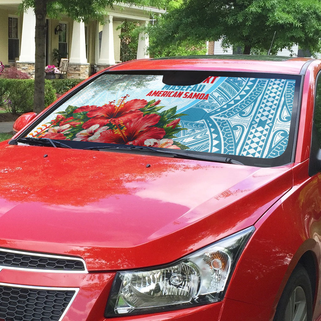 Personalized American Samoa Masefau Auto Sun Shade Hibiscus Tropical Floral Whale Polynesian Tribal Pattern TS04 - Polynesian Pride