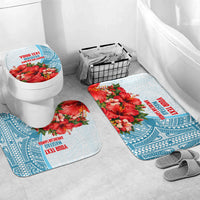 Personalized American Samoa Masefau Bathroom Set Hibiscus Tropical Floral Whale Polynesian Tribal Pattern TS04 Mat Set Only (3 pcs) One Size White Blue - Polynesian Pride