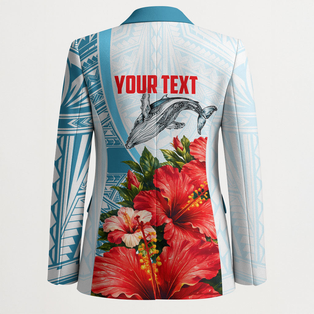 Personalized American Samoa Masefau Blazer Hibiscus Tropical Floral Whale Polynesian Tribal Pattern TS04 - Polynesian Pride