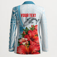 Personalized American Samoa Masefau Blazer Hibiscus Tropical Floral Whale Polynesian Tribal Pattern TS04 - Polynesian Pride