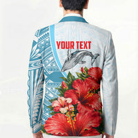 Personalized American Samoa Masefau Blazer Hibiscus Tropical Floral Whale Polynesian Tribal Pattern TS04 - Polynesian Pride