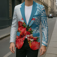 Personalized American Samoa Masefau Blazer Hibiscus Tropical Floral Whale Polynesian Tribal Pattern TS04 - Polynesian Pride
