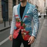 Personalized American Samoa Masefau Blazer Hibiscus Tropical Floral Whale Polynesian Tribal Pattern TS04 - Polynesian Pride