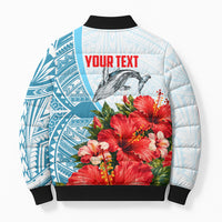 Personalized American Samoa Masefau Bomber Puffer Jacket Hibiscus Tropical Floral Whale Polynesian Tribal Pattern TS04 - Polynesian Pride
