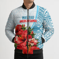 Personalized American Samoa Masefau Bomber Puffer Jacket Hibiscus Tropical Floral Whale Polynesian Tribal Pattern TS04 - Polynesian Pride