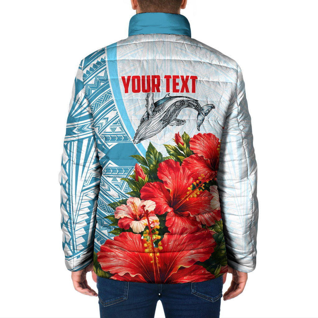 Personalized American Samoa Masefau Padded Jacket Hibiscus Tropical Floral Whale Polynesian Tribal Pattern TS04 - Polynesian Pride