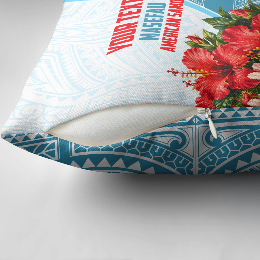 Personalized American Samoa Masefau Pillow Cover Hibiscus Tropical Floral Whale Polynesian Tribal Pattern TS04 - Polynesian Pride