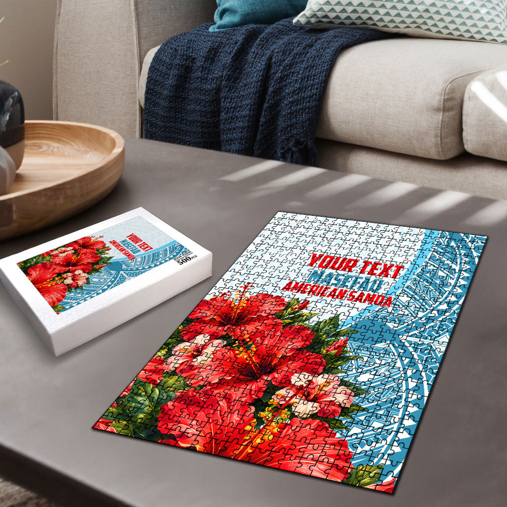 Personalized American Samoa Masefau Puzzle Hibiscus Tropical Floral Whale Polynesian Tribal Pattern TS04 - Polynesian Pride
