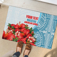 Personalized American Samoa Masefau Rubber Doormat Hibiscus Tropical Floral Whale Polynesian Tribal Pattern TS04 - Polynesian Pride