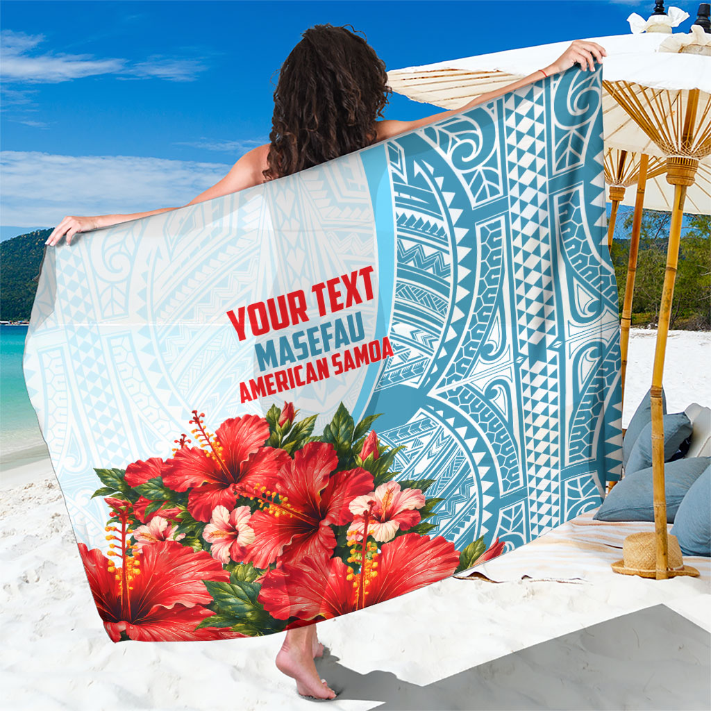 Personalized American Samoa Masefau Sarong Hibiscus Tropical Floral Whale Polynesian Tribal Pattern TS04 One Size 44 x 66 inches White Blue - Polynesian Pride