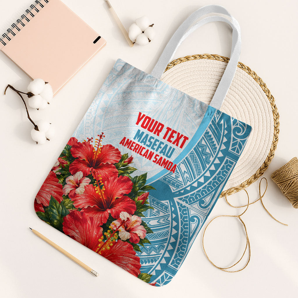 Personalized American Samoa Masefau Tote Bag Hibiscus Tropical Floral Whale Polynesian Tribal Pattern TS04 White Strap One Size White Blue - Polynesian Pride