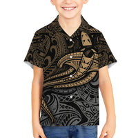 Polynesian Kid Hawaiian Shirt Hammerhead Shark Tribal Pattern TS04 Kid Black Yellow - Polynesian Pride