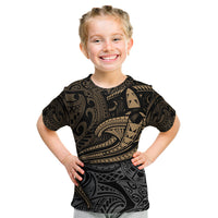 Polynesian Kid T Shirt Hammerhead Shark Tribal Pattern TS04 Black Yellow - Polynesian Pride