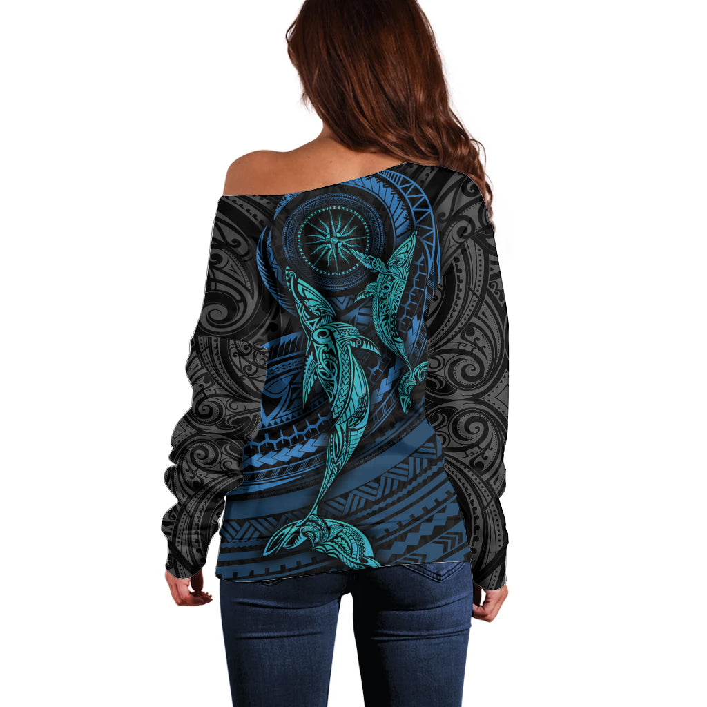 Polynesian Whale Off Shoulder Sweater TS04 - Polynesian Pride