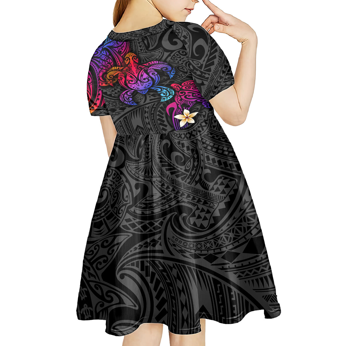 Turtle and Plumeria - Polynesian Kid Short Sleeve Dress TS04 - Polynesian Pride
