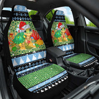 Micronesia Christmas Car Seat Cover with Santa Turtle Coral Reef and Holiday Ocean Pattern TS04 One Size Black Green - Polynesian Pride