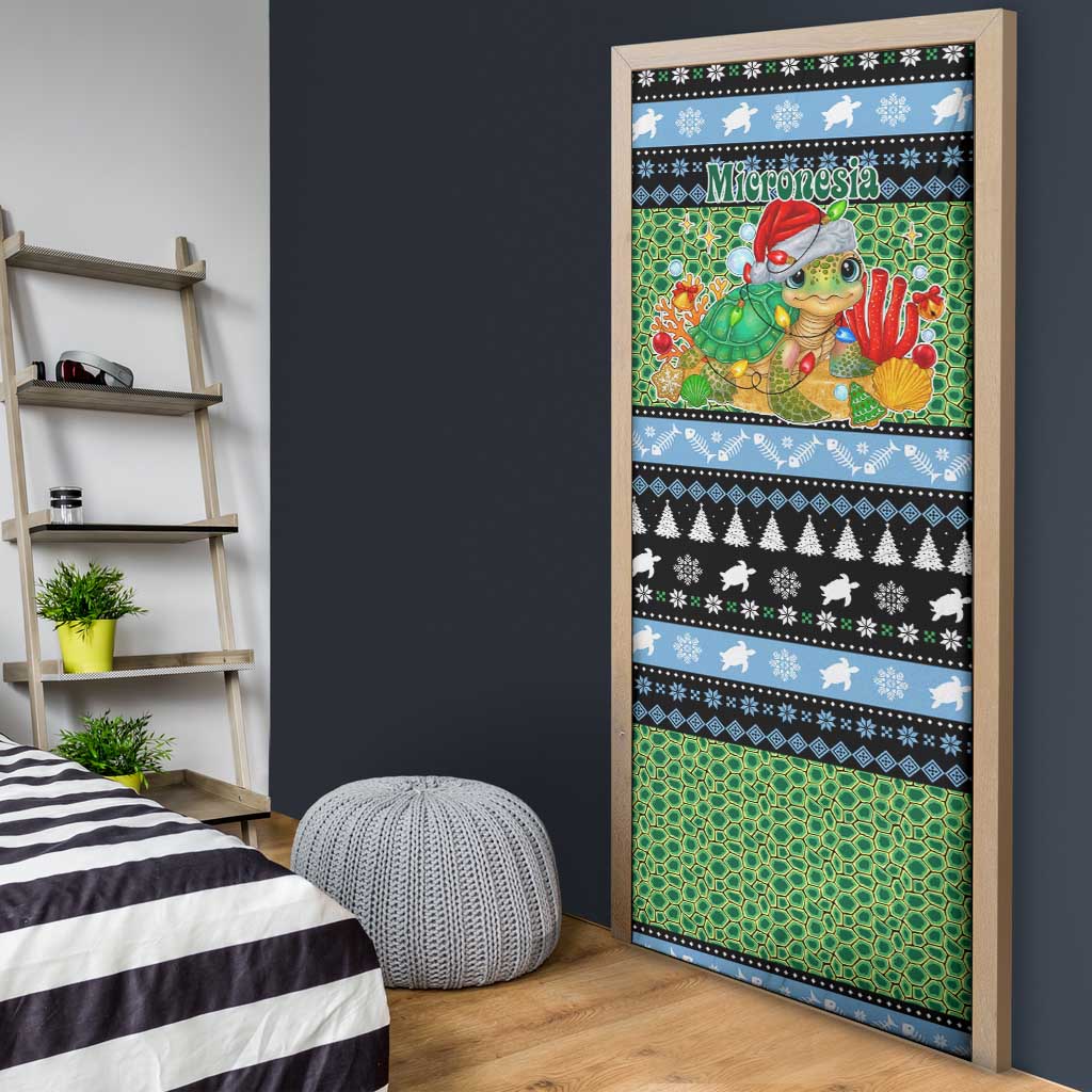 Micronesia Christmas Door Cover with Santa Turtle Coral Reef and Holiday Ocean Pattern TS04 - Polynesian Pride