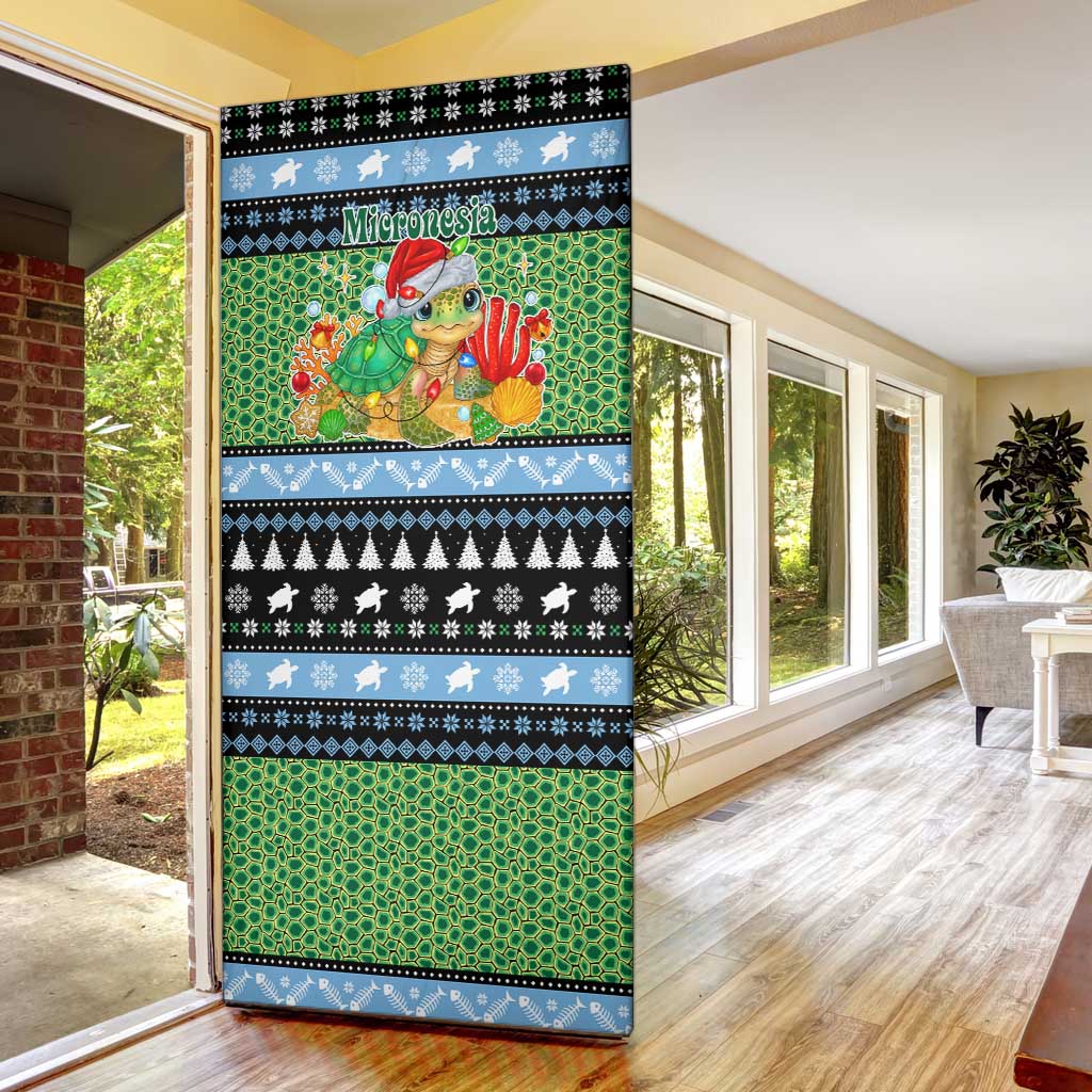 Micronesia Christmas Door Cover with Santa Turtle Coral Reef and Holiday Ocean Pattern TS04 - Polynesian Pride