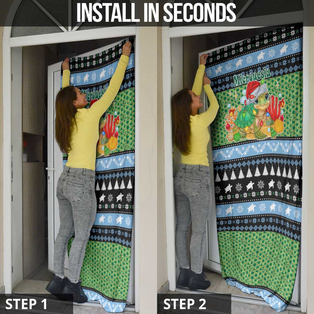 Micronesia Christmas Door Cover with Santa Turtle Coral Reef and Holiday Ocean Pattern TS04 - Polynesian Pride