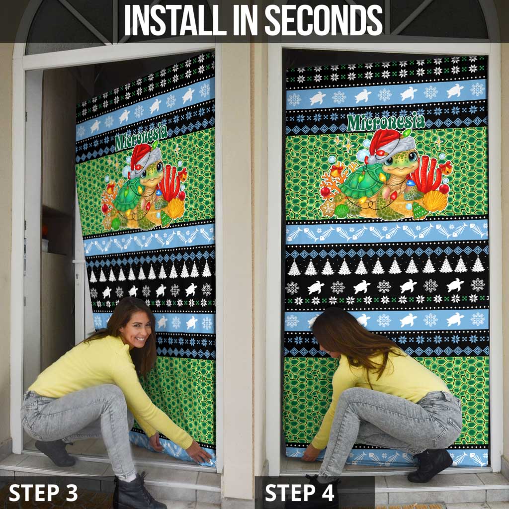 Micronesia Christmas Door Cover with Santa Turtle Coral Reef and Holiday Ocean Pattern TS04 - Polynesian Pride