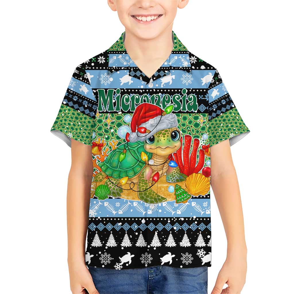 Micronesia Christmas Hawaiian Shirt with Santa Turtle Coral Reef and Holiday Ocean Pattern TS04 - Polynesian Pride