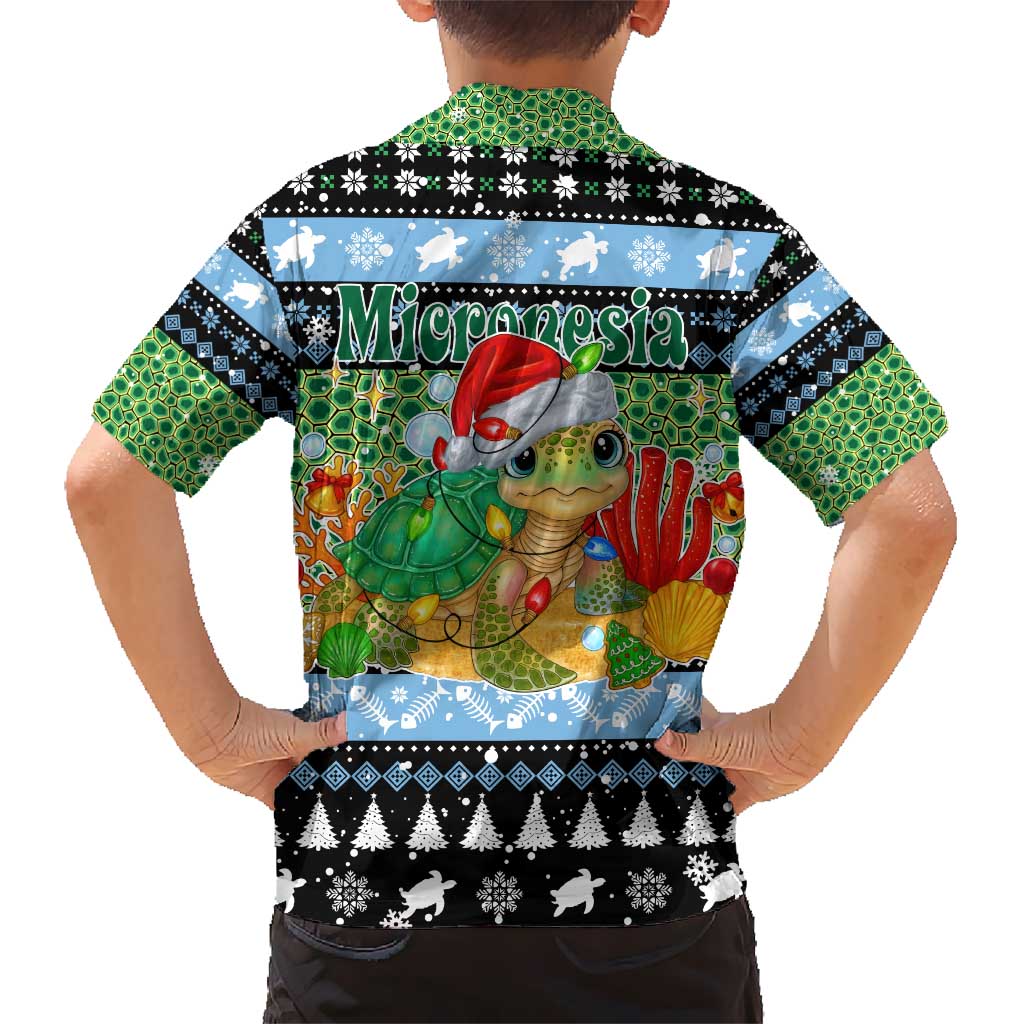 Micronesia Christmas Hawaiian Shirt with Santa Turtle Coral Reef and Holiday Ocean Pattern TS04 - Polynesian Pride