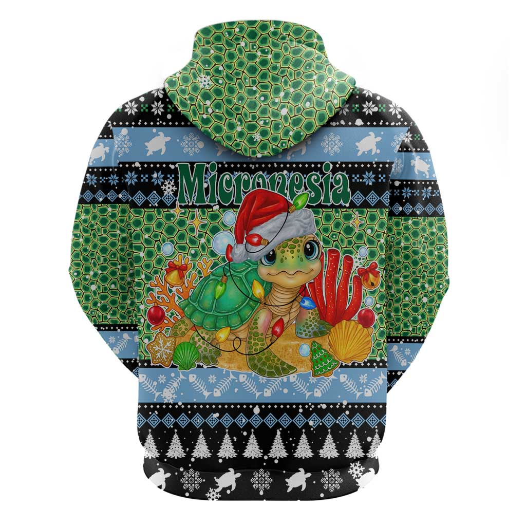 Micronesia Christmas Hoodie with Santa Turtle Coral Reef and Holiday Ocean Pattern TS04 - Polynesian Pride
