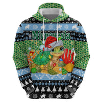 Micronesia Christmas Hoodie with Santa Turtle Coral Reef and Holiday Ocean Pattern TS04 - Polynesian Pride