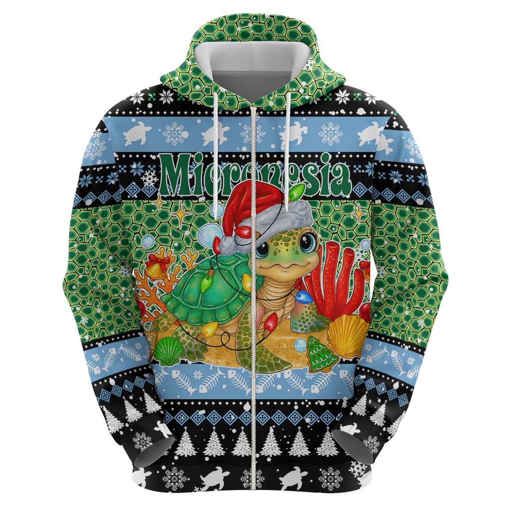 Micronesia Christmas Hoodie with Santa Turtle Coral Reef and Holiday Ocean Pattern TS04 - Polynesian Pride