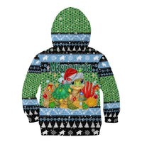 Micronesia Christmas Kid Hoodie with Santa Turtle Coral Reef and Holiday Ocean Pattern TS04 - Polynesian Pride