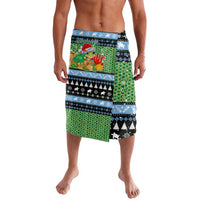Micronesia Christmas Lavalava with Santa Turtle Coral Reef and Holiday Ocean Pattern TS04 Black Green - Polynesian Pride