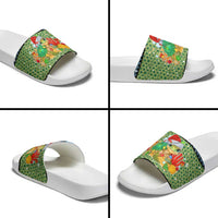 Micronesia Christmas Slide Sandals with Santa Turtle Coral Reef and Holiday Ocean Pattern TS04 - Polynesian Pride