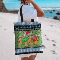 Micronesia Christmas Tote Bag with Santa Turtle Coral Reef and Holiday Ocean Pattern TS04 - Polynesian Pride