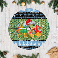 Micronesia Christmas Tree Skirt with Santa Turtle Coral Reef and Holiday Ocean Pattern TS04 Casual Black Green - Polynesian Pride