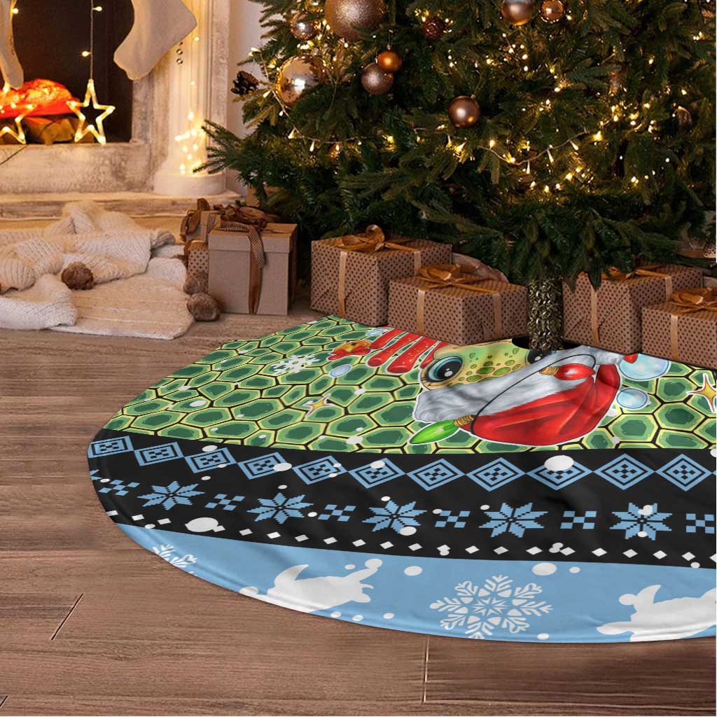 Micronesia Christmas Tree Skirt with Santa Turtle Coral Reef and Holiday Ocean Pattern TS04 - Polynesian Pride