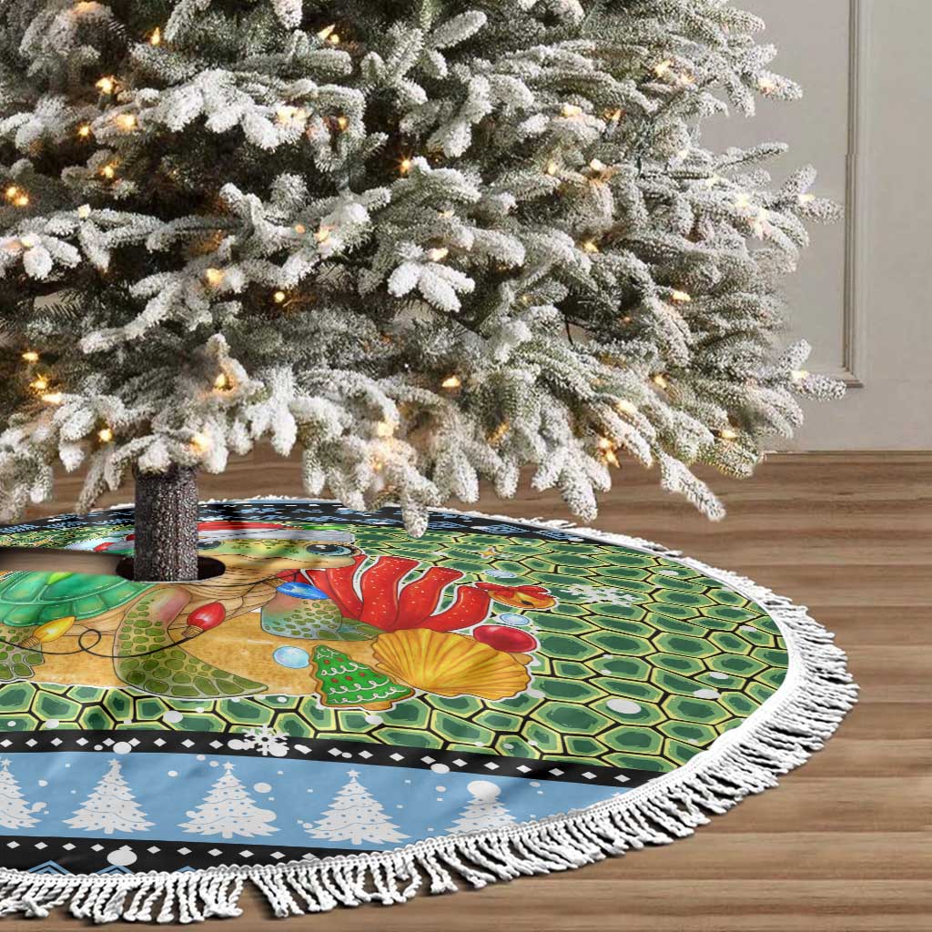 Micronesia Christmas Tree Skirt with Santa Turtle Coral Reef and Holiday Ocean Pattern TS04 - Polynesian Pride