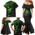 Polynesian Family Matching Mermaid Dress and Hawaiian Shirt Hammerhead Shark Tribal Pattern Black Green Version TS04 - Polynesian Pride